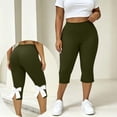 thumbnail image 2 of Yoga Capris for Women Slim Fits Stretch Yoga Athletic Workout Capri Leggings Split Hem Bow Decor Plus Size Cropped Pants, 2 of 9