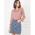 thumbnail image 3 of INSPIRE CHIC Women's Ruffle Neck Polka Dots Sheer Chiffon Blouse, 3 of 4