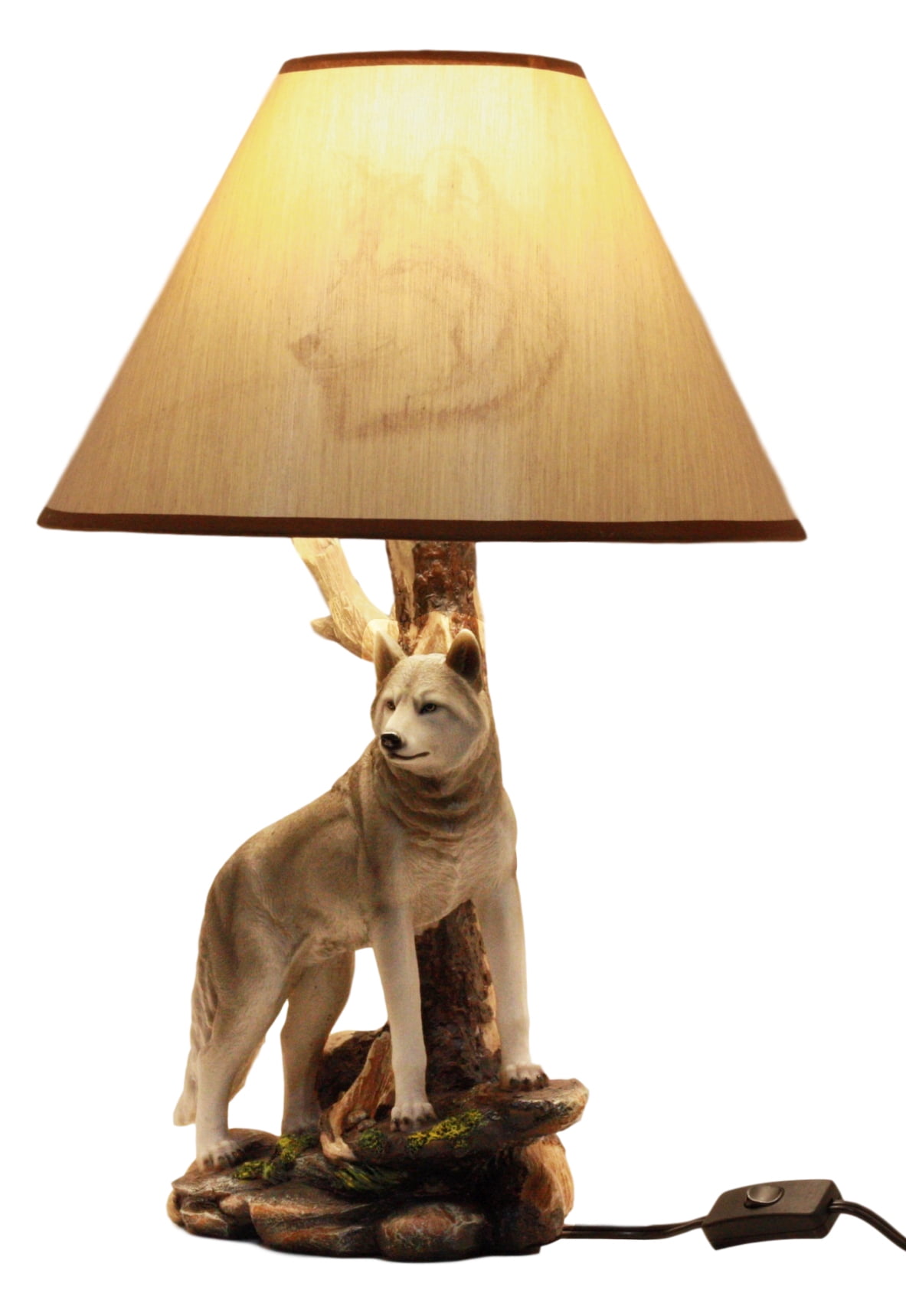 Ebros Twilight Lone Timber Wolf Desktop Table Lamp With Shade Home