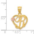 thumbnail image 2 of 14k Two Tone Gold Heart Dainty Letter R Initial Name Monogram Necklace Charm Pendant Love, 2 of 6