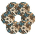 thumbnail image 2 of Qxltty Stunning Floral Drink Coasters with Holder 6pcs Handmade Woven Simple Vintage Saucer Set, 2 of 7