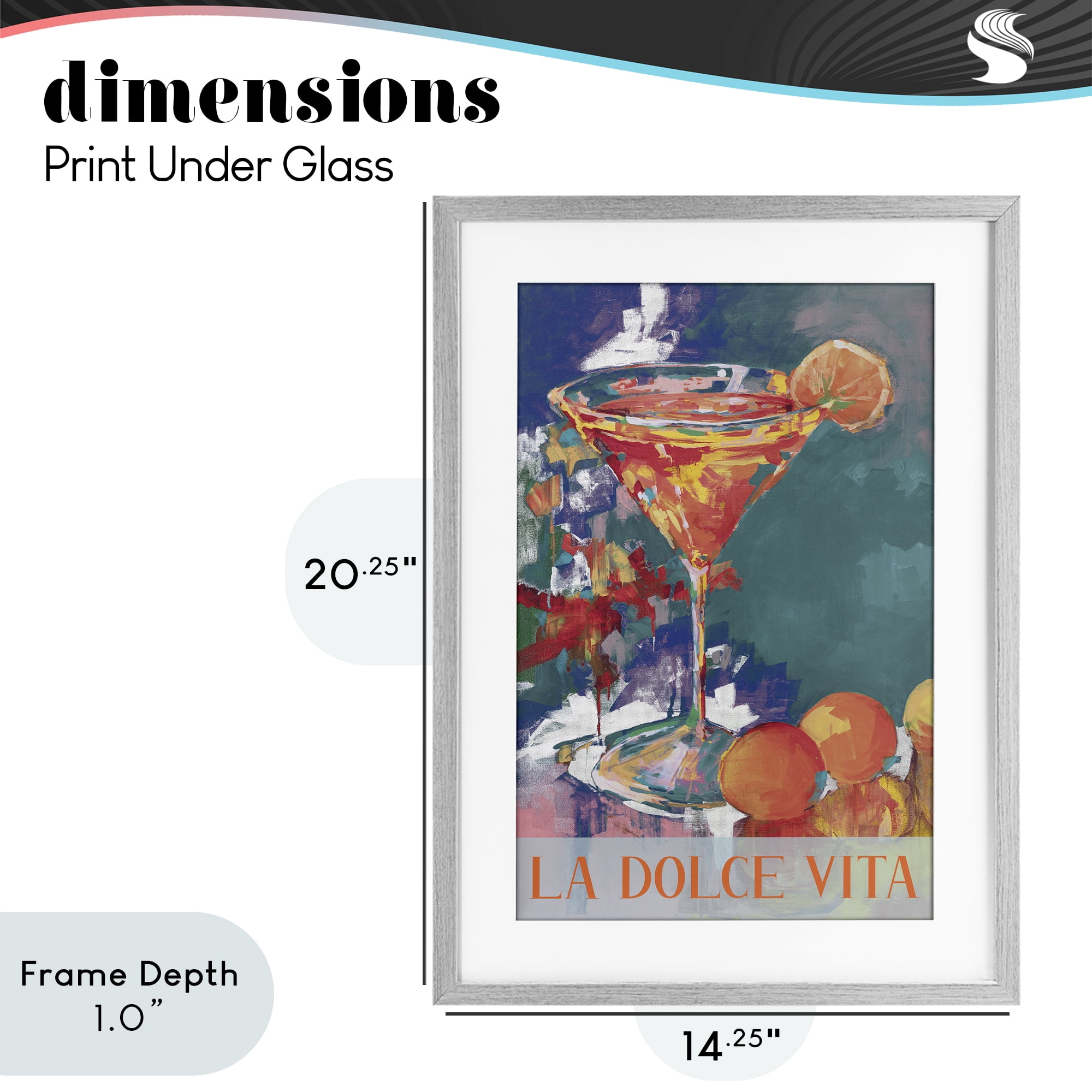 Stupell Industries Citrus Cocktail on Blue Gray Framed Print Under Glass, design by Jane Slivka