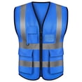 thumbnail image 1 of GOGO 5 Pockets High Visibility Zipper Front Breathable Safety Vest with Reflective Strips, Uniform Vest-Blue-L, 1 of 7
