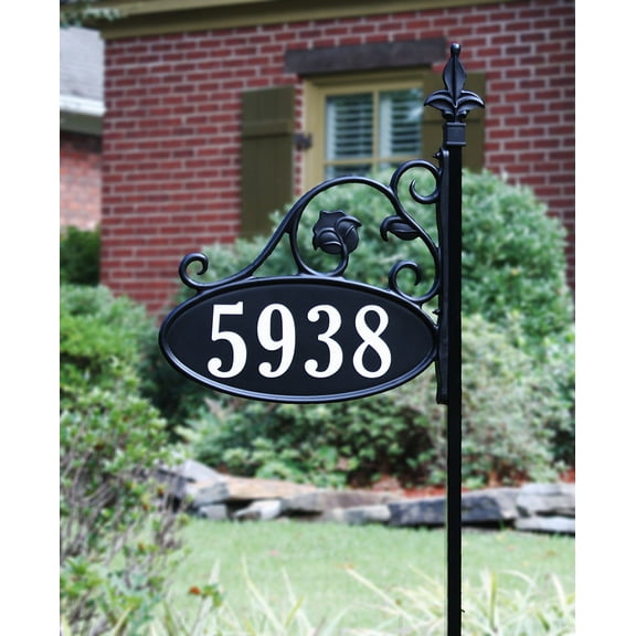 60" Park Place Reflective 911 Home Address Sign for Yard - Custom Made Address Plaque - Wrought Iron Look Exclusively By Address America