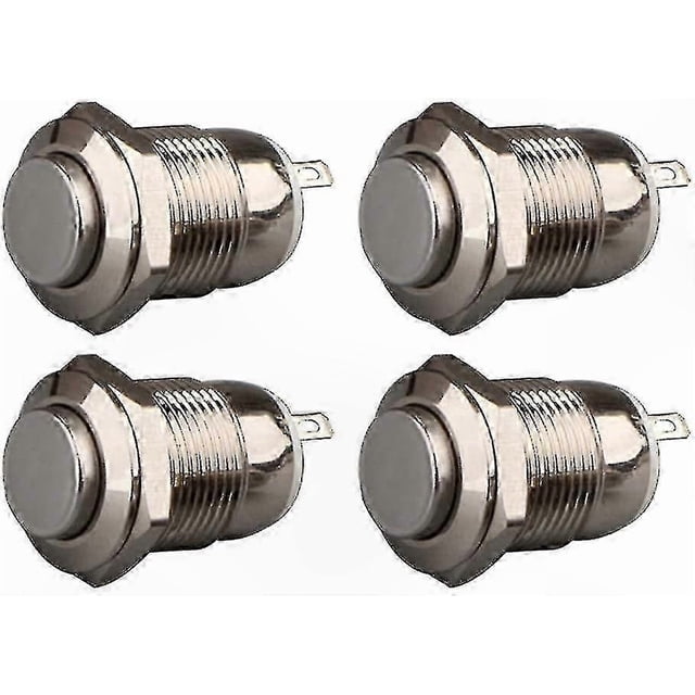 4pcs 12mm Stainless Steel Push Button Switch, Waterproof Momentary On Off for Various Voltage Applications
