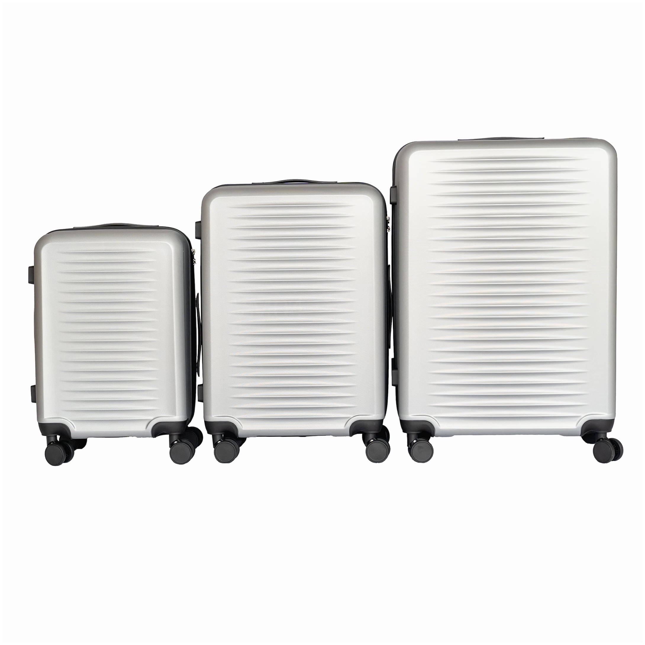 MANGIJOY TSA Approved Lock Luggage Set, 3-Piece ABS Carry-On Spinner Suitcase in Silver Gray