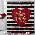 thumbnail image 2 of Valentine's Day Shower Curtain Love Heart Roses Bathroom Curtains with Hooks, Waterproof Fabric Romantic Red Floral Petals Stripe Bath Shower Curtains Set for Bathroom Bathtubs Decor 72x72 Inch, 2 of 9