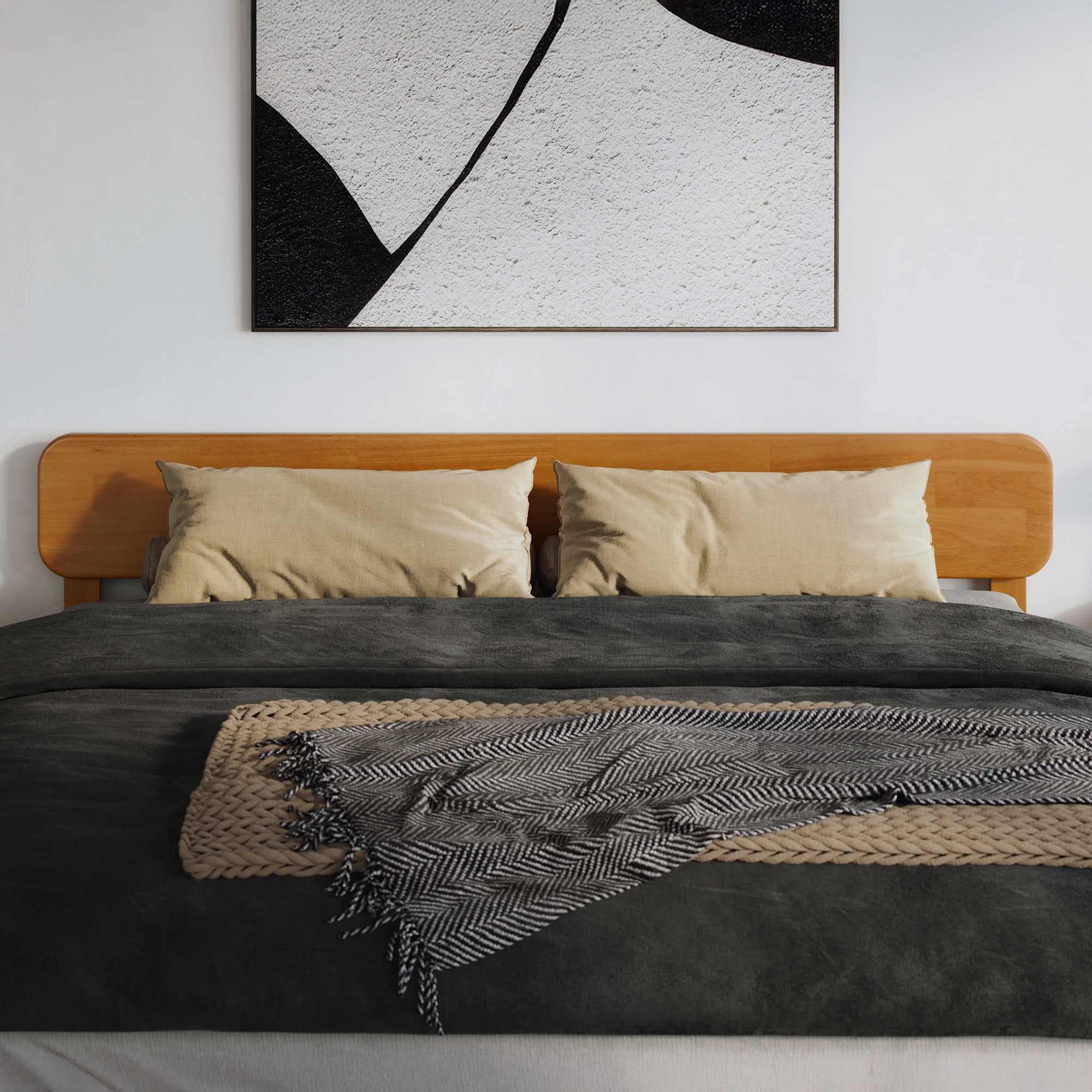 AFI Capri King Wood Platform Bed with Panel Footboard and Storage Drawers, Light Toffee
