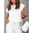 thumbnail image 3 of Womens Short Sleeve Cropped T-shirts Summer Rolled Dolman Sleeve Crop Tops Casual Round Neck Solid Short Basic Tees, 3 of 7