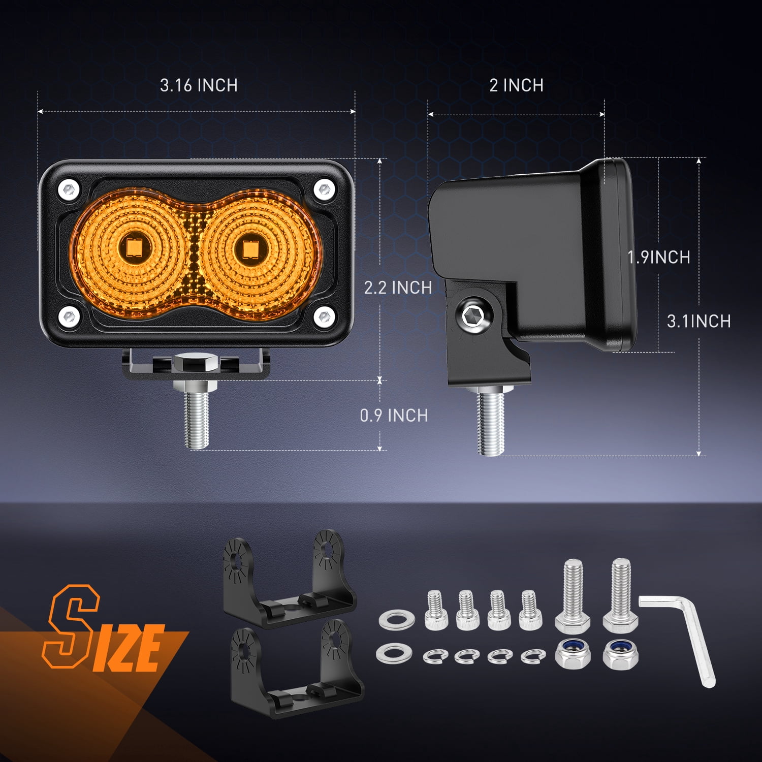Nilight Amber Motorcycle Light Pods 2PCS 3Inch Flood Light Led Offroad Fog Light 1070LM Built-in EMC Driving Light Auxiliary Light for Motorbike SUV ATV Truck Boat Tractor Forklift