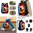 thumbnail image 2 of Kuiaobaty Soccer Fire Print 3 Pieces School Backpack for Kids Boys Gifts School Bag Set with Lunch Box Pencil Case, Bookbag Teen Student Back Packs Satchel Travel Daypack Bagpack, 2 of 6