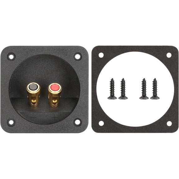 3.1 Inch Square Push Spring Speaker Terminal Cup,2-Way Speaker Terminals with Gold Plated Binding Posts,Bare Wire Connection,1 Pack