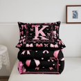 thumbnail image 5 of Manfei Cute Initial K Twin Comforter Sets,Princess Bowtie Bedding Set,Black Pink,Black Reversible,2pcs,1 Comforter and 1 Pillowcase, 5 of 7