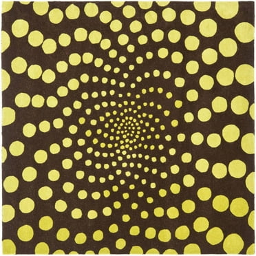 SAFAVIEH Soho Chloe Polka Dots Wool Area Rug, Brown/Green, 6' x 6' Square