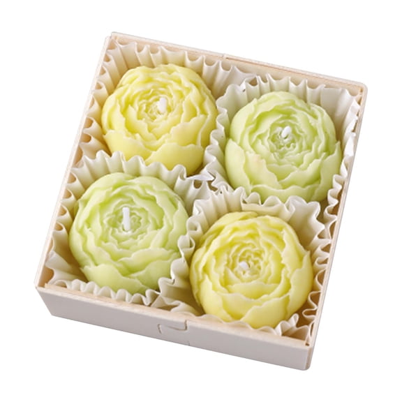 Green 4Pcs Rose Peony Scented Candle Gift Set In Tin Aromatherapy For Wedding Anniversary Favors Home Decor