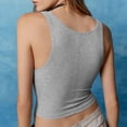 thumbnail image 4 of Prolriy Hauts d'Été pour Femmes 2025 Chemise Bas Femme Ajustée Dos Nu Femme avec Débardeur Court Uni Hauts Femme Gris TP, 4 of 7