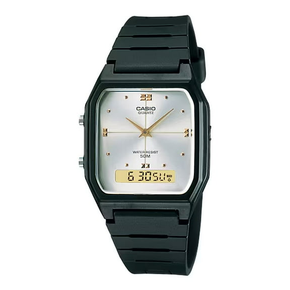 Casio Men's Core AW48HE-7AV Black Resin Band White Dial Quartz Fashion Analog and Digital Watch