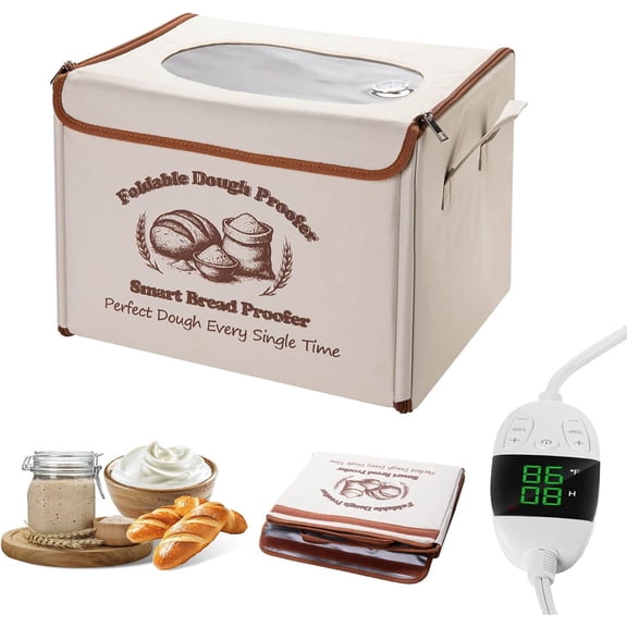 Bread Proofing Box - Foldable Dough Proofer with Temperature Control & Timer, for Sourdough, Baking, Pizza, Yogurt, Kombucha, Space-Saving & Multi-Layer Fabric
