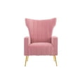 thumbnail image 4 of Pink Velvet Accent Wingback Chair With Golden finished Leg, 4 of 5