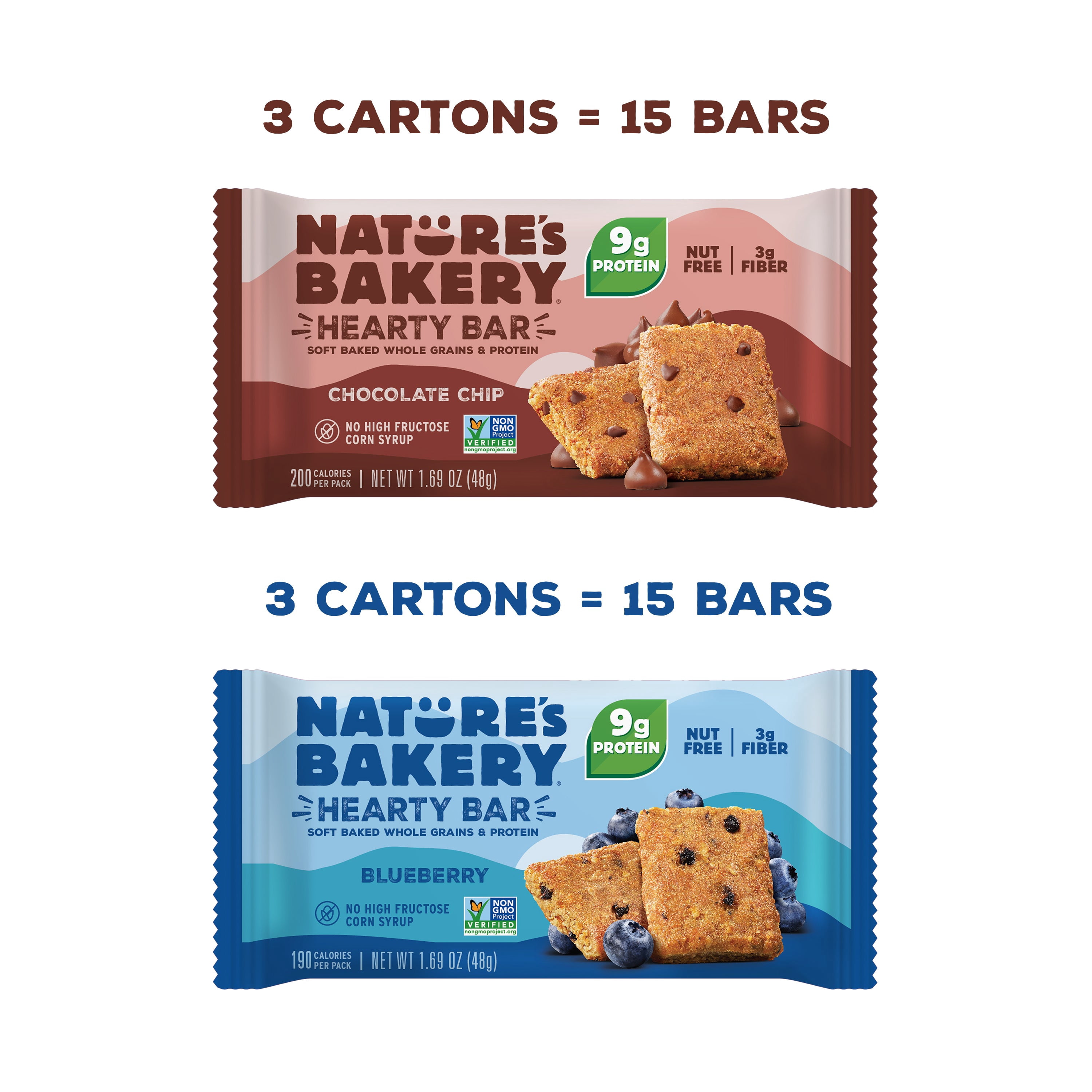 Nature's Bakery Hearty Bar Variety Pack, 1.69 oz Snack Bars (30 Bars), Vegan, Non-GMO, Plant-Based