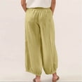 thumbnail image 5 of Miluxas Ladies' Trendy Wide Leg Lantern Pants with Pockets Solid Smoked High Waist Loose Fit Trousers Summer Outfits Boho Beach Wear Yellow, 5 of 9