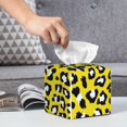 thumbnail image 4 of Leather Tissue Box Cover Square - Leopard bright yellow print Waterproof Tissue Box Holder Paper Case Organizer Dispenser for Modern Home Office Room Home Bathroom Decor, 4 of 7