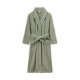 thumbnail image 4 of Aboser Womens Flannel Long Robes with Pockets Fluffy Fleece Sleepwear Warm Winter Plush Bathrobes Belted Shawl Collar Pajamas Comfy Maxi Length Bathrobe Green L, 4 of 4
