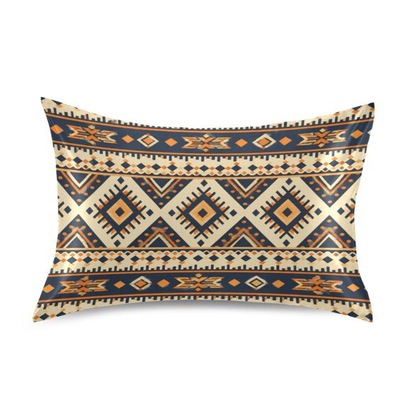 Satin Pillow Case Envelope Pillow Covers Standard Size Soft Pillow Cases for Bedroom, Retro Geometry Printed