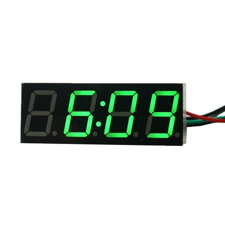 4 Digit Led Display Ximico Adjustable 0.56 Green LED Sign Electronic Digital Clock Display 4 Digits Car Vehicles 12V_24V Battery Operated_Two Wir ()
