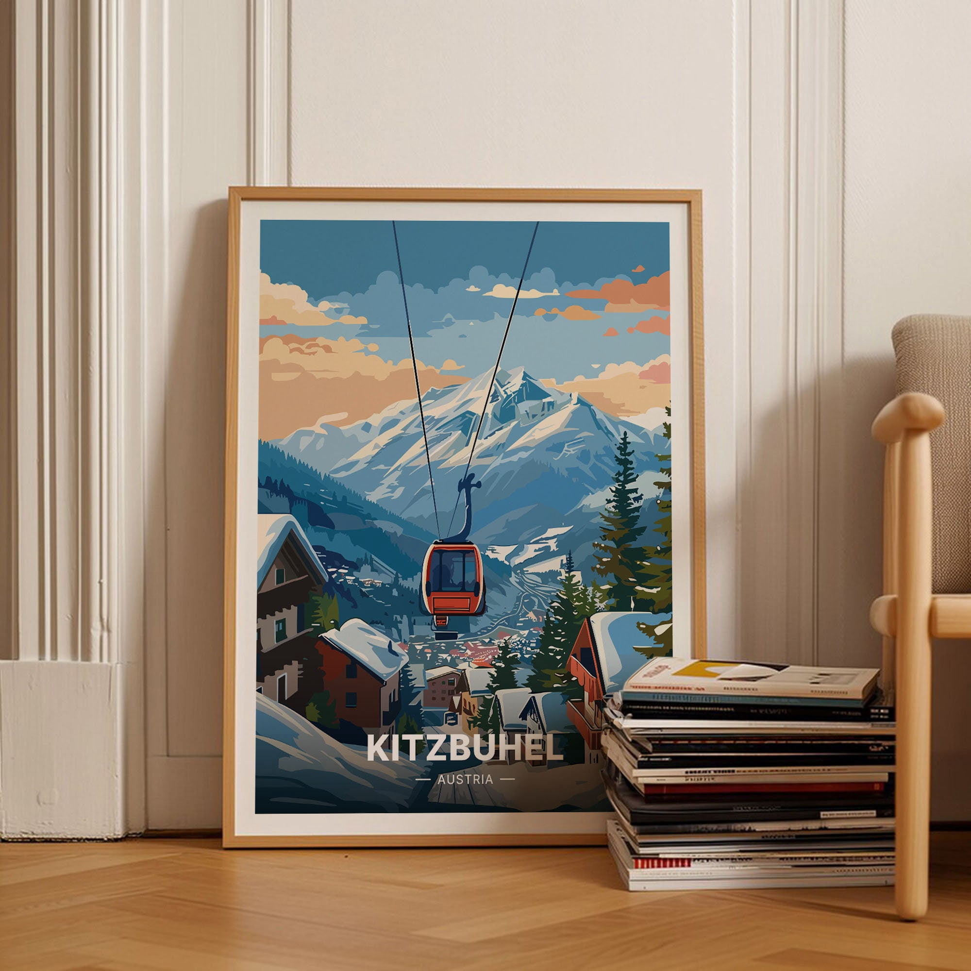 Kitzbuhel Ski Resort Poster Austria Winter Travel Art C20347