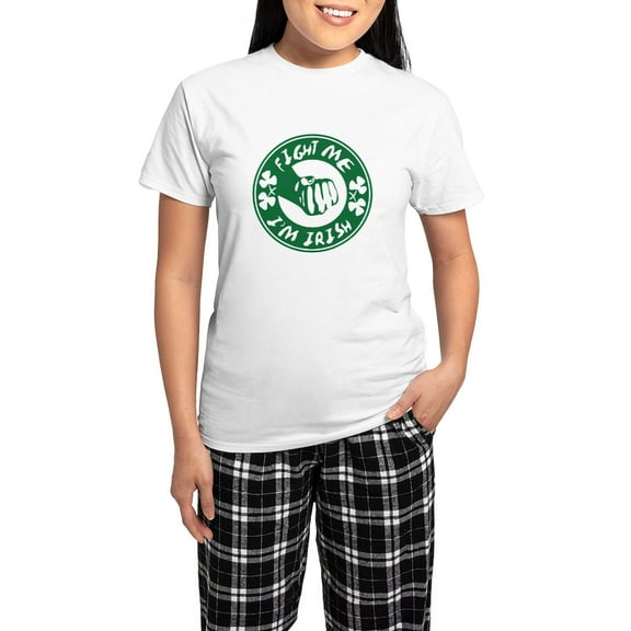 CafePress - Fightme Irish Women's Light Pajamas - Women's Short Sleeve Print T-Shirt and Pants Light Cotton Pajama Set