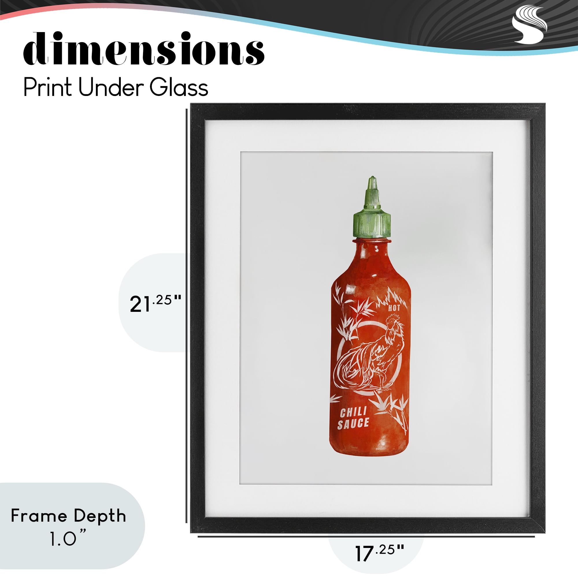 Stupell Industries Iconic Hot Sauce Bottle Black Framed Print Under Glass, design by Rylen McNett