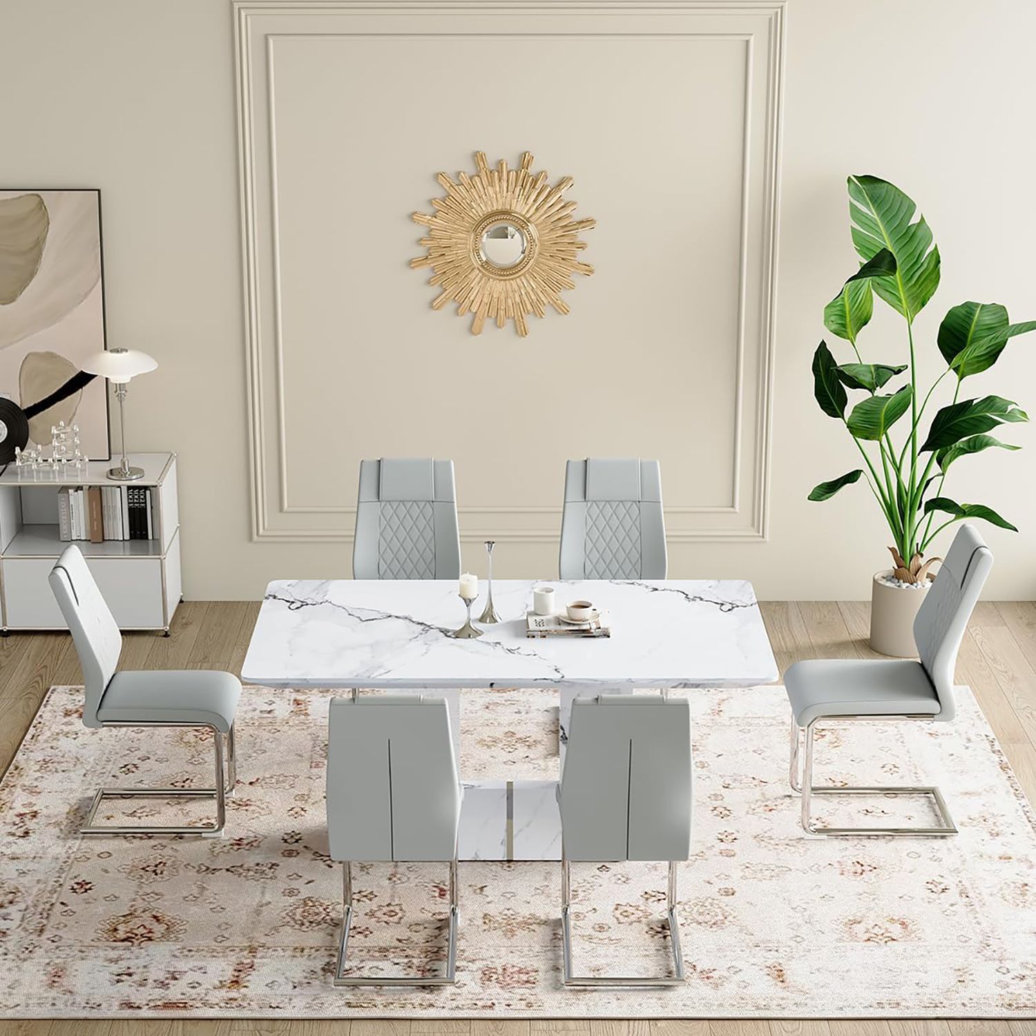 Table+6 Light Gray Chairs
