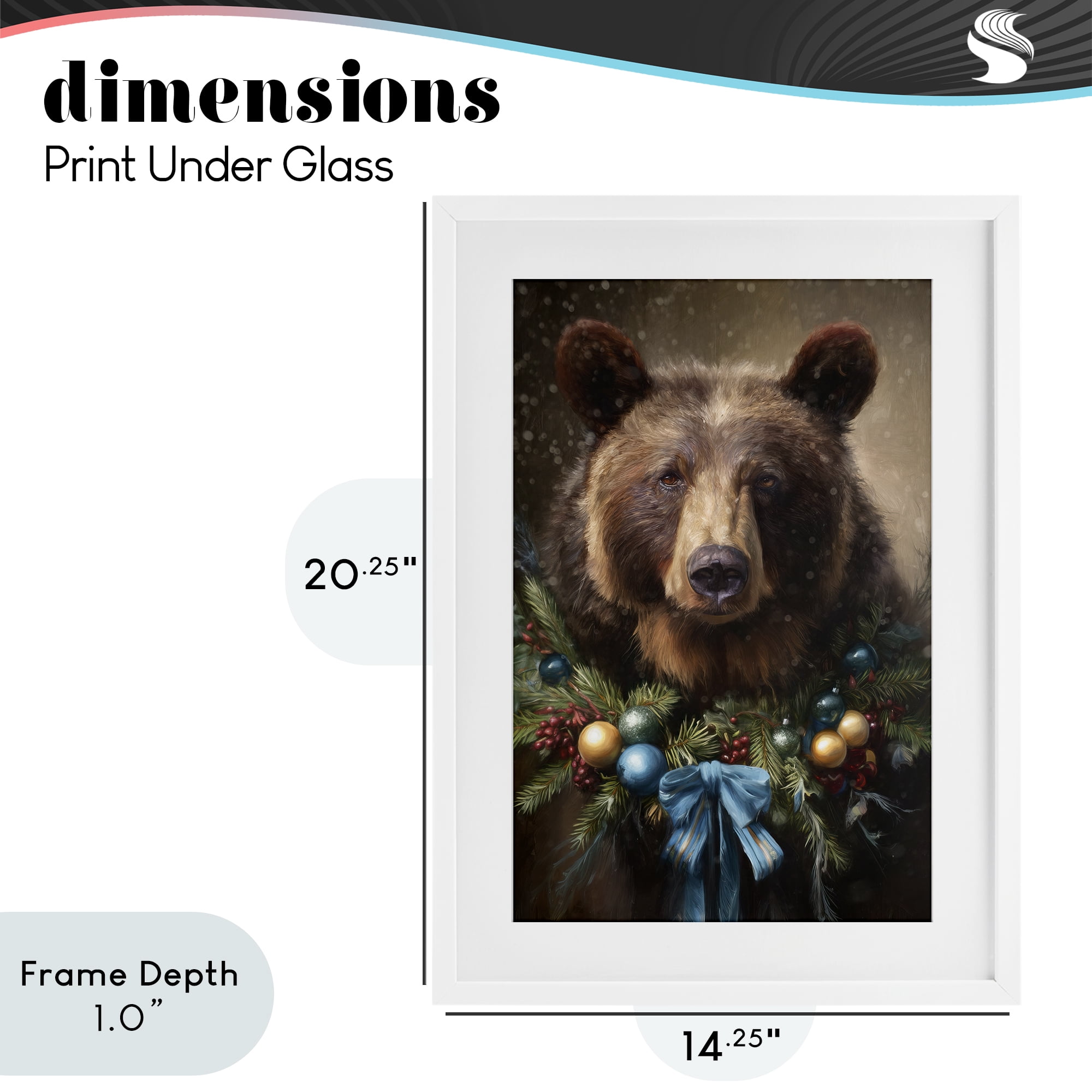 Stupell Industries Christmas Grizzly with Wreath White Framed Print Under Glass, design by Tina LeCour