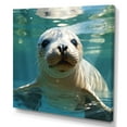 thumbnail image 2 of Designart "Sea Lions at Play - Marine Whispers I" Animals Wall Art - Modern Blue Seal/Sea Lion Living Room Canvas Art, 2 of 6