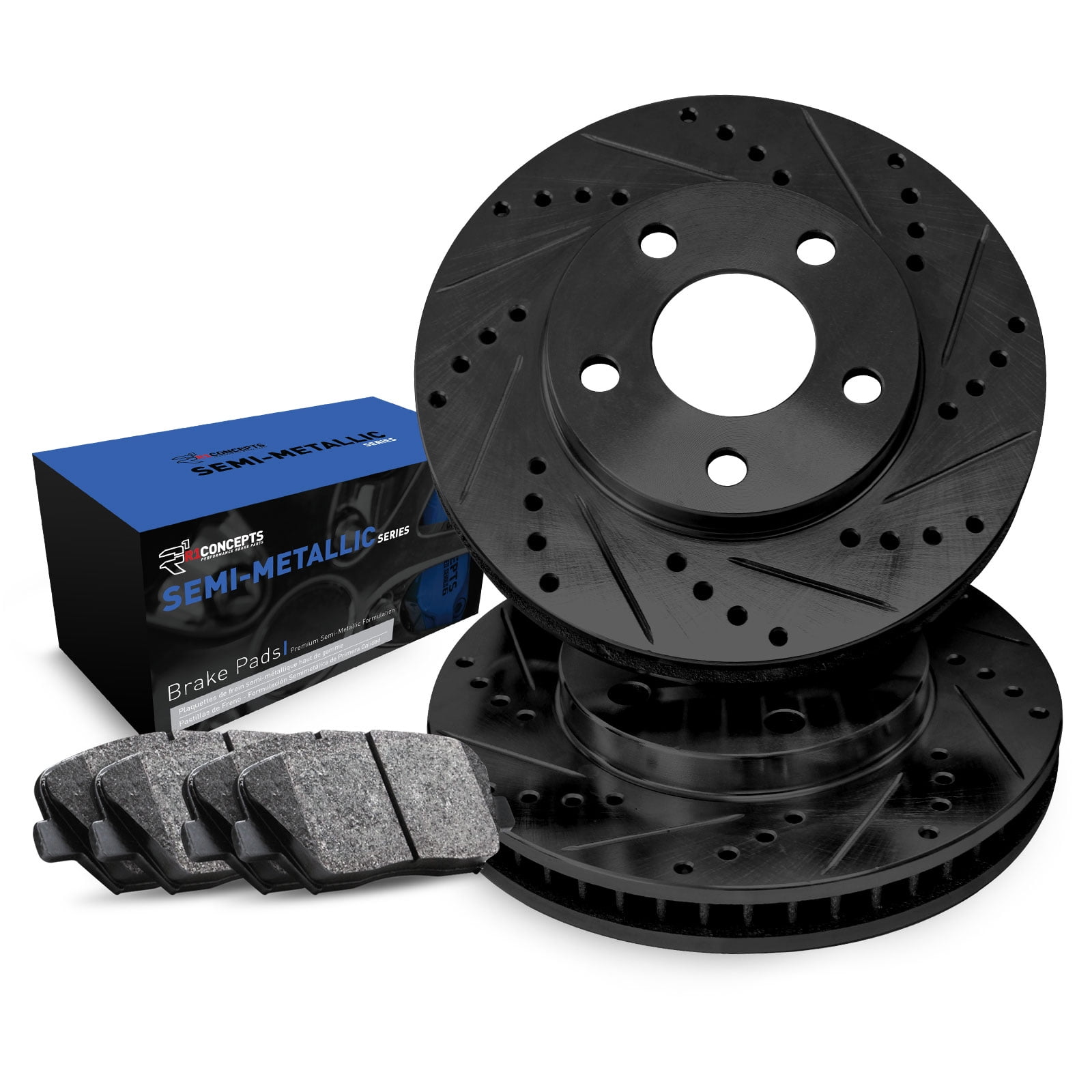 REAR Black Edition DRILL/SLOT Brake Rotors & Semi-Met Brake Pads RBC.6204602