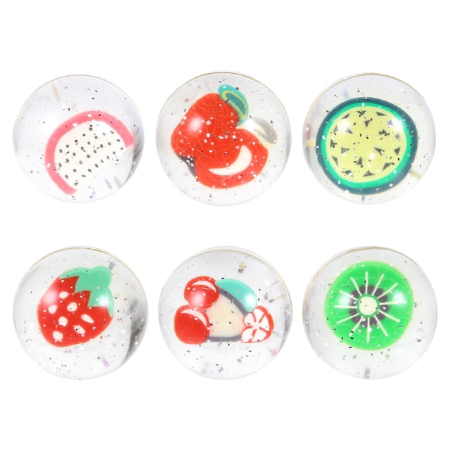 OULII Fruity Jumping Ball Rubber Bouncing Toy for Kids Educational Play Assorted Colors 6 Pack