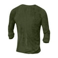 thumbnail image 4 of Men Long Sleeve Henley Neck T Shirt Casual Button Design Lightweight Regular Fit Printed Top Pullover Tee Army Green B 2XL, 4 of 5