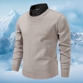 thumbnail image 2 of JTieacloth Winter Warm Sweaters Knit Sweater Coat With Built In Shirt Collar Fashionable Autumn Winter Outerwear For Gentlemen(Beige), 2 of 4
