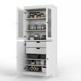 thumbnail image 2 of Palace Imports 100% Solid Wood 32" Pantry Cabinet with Solid, Frosted Glass Doors, 2-Drawers and Adjustable Shelves, White, 2 of 5