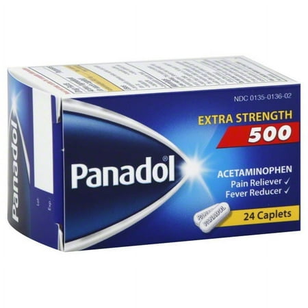Panadol Extra Strength 500mg Pain Reliever and Fever Reducer, 24 Count