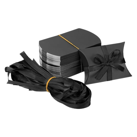 Uxcell Small Gift Boxes, 100 Pcs 3.5x2.5x1 Inch Pillow Boxes for Gifts and Treats, Black