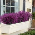 thumbnail image 4 of Artificial Shrubs Bushes 4 Pack Fake Outdoor UV Resistant Plants Flowers, Faux Plastic Bell Leaves Greenery for Indoor Outside Hanging Planter Home Office Wedding Farmhouse Decor (Purple), 4 of 4