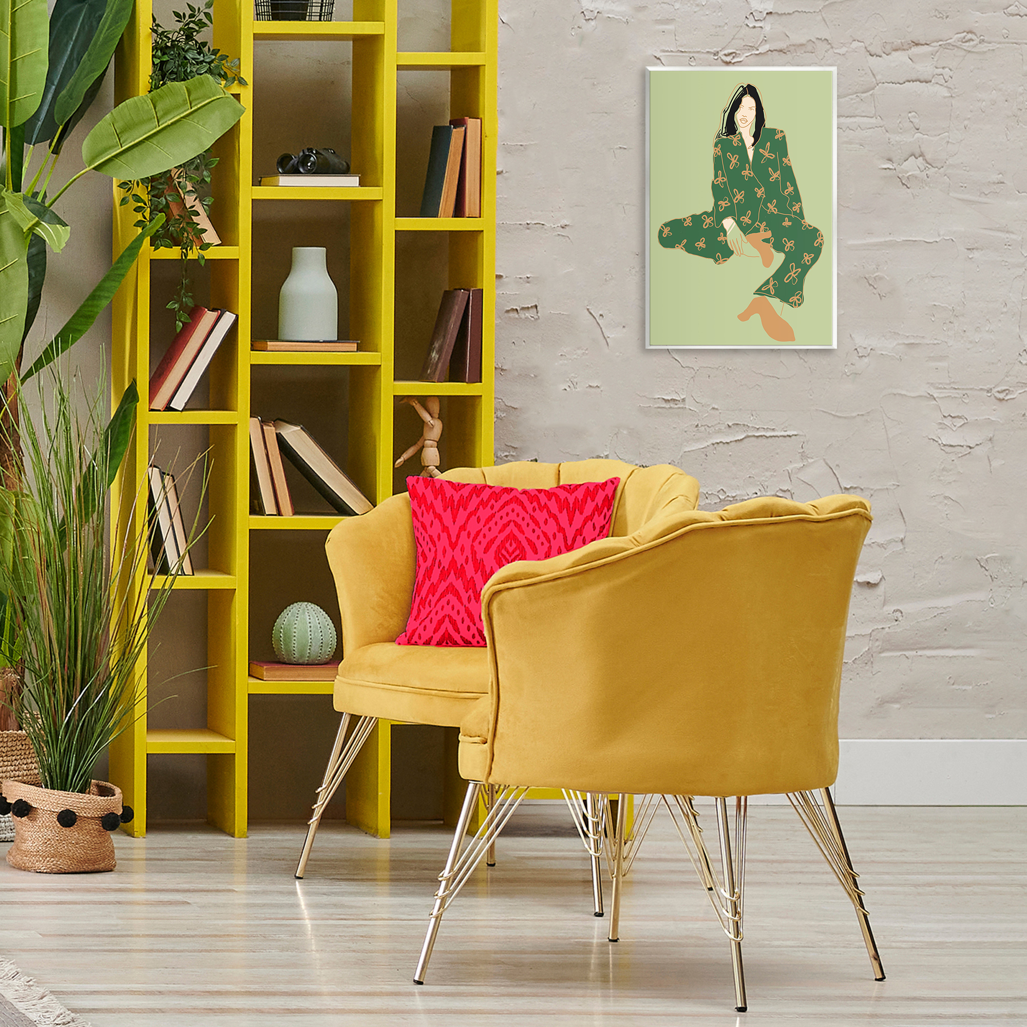 Stupell Industries Stylish Girl Sitting Novelty Painting Unframed Art Print Wall Art, 13 x 19