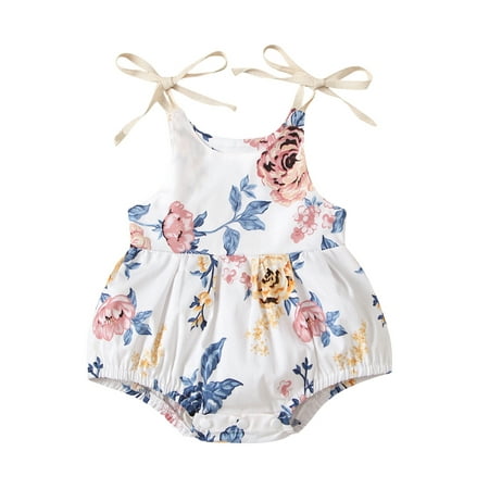 

Pfysire Baby Girls Floral Print Slip Romper One-Piece Jumpsuit Flower B 12-18M