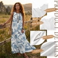 thumbnail image 7 of FOR U DESIGNS Palm Tree Toile De Jouy Print Matchable Couple Clothes Hawaiian Linen-Style Casual Button Up Shirt for Him and Flowy Sleeveless Sundress for Her with Pocket, 7 of 7
