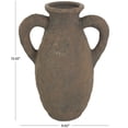 thumbnail image 3 of DecMode 14" Handmade Textured Dark Brown Ceramic Vase with Wide Rounded Handles, 3 of 10