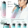 thumbnail image 2 of Botella de agua deportiva con marcas de tiempo de 1 litro y botellas con pajitas, botella de agua que se abre, adecuada para hacer ejercicio al aire libre, 2 of 5