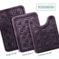 thumbnail image 2 of Clara Clark Bathroom Rugs, Velvet Memory Foam Bath Mat, Ultra Soft Non Slip and Absorbent - Waffled - Set Small, Large & Contour - Purple, 2 of 6