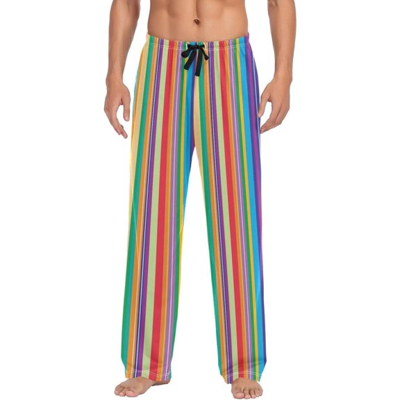 Mexican Serape Stripes Ghost Pajama Pants, Men's Lounge Pants Light with Drawstring and Pockets, Christmas New Year Birthday Father's Day Gifts, Medium